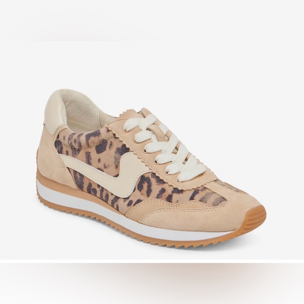 Dolce Vita LT LEOPARD SUEDE Beige Leopard Lace-Up Sneakers NEW!